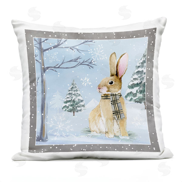 Stupell Industries Nicole DeCamp | Winter Woods Rabbit Snow Scene Printed Throw Pillow