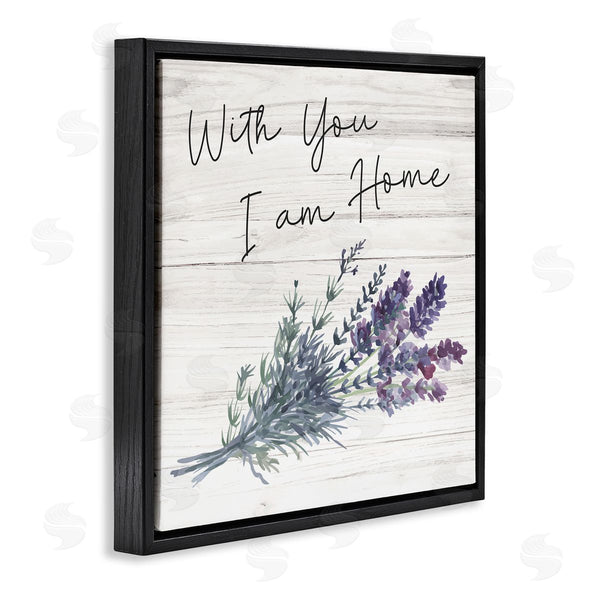 Stupell Industries Nicole DeCamp | With You I'm Home Inspirational Family Sign Blue Hyacinth Florals Wall Art