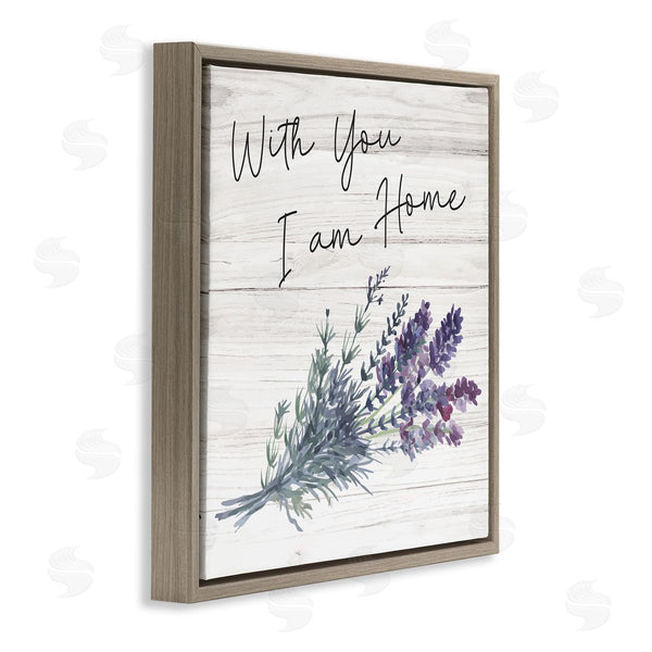 Stupell Industries Nicole DeCamp | With You I'm Home Inspirational Family Sign Blue Hyacinth Florals Wall Art