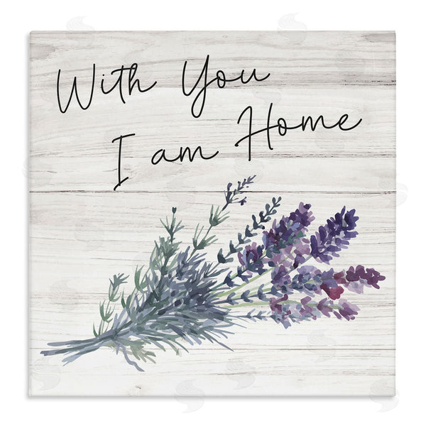 stupell industries Nicole DeCamp | With You I'm Home Inspirational Family Sign Blue Hyacinth Florals Wall Art