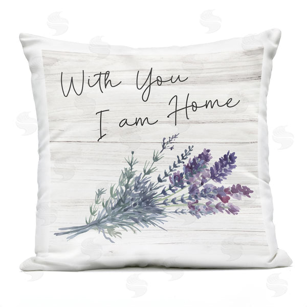 Stupell Industries Nicole DeCamp | With You I'm Home Lavender Bunches Printed Throw Pillow