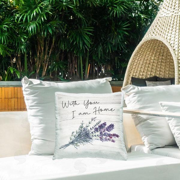 Stupell Industries Nicole DeCamp | With You I'm Home Lavender Bunches Printed Throw Pillow