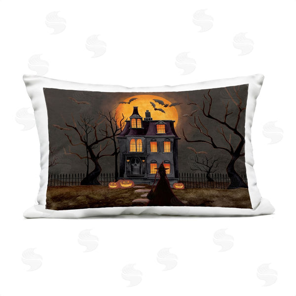 Stupell Industries Nicole Tamarin | Bats Over Haunted Mansion Printed Throw Pillow