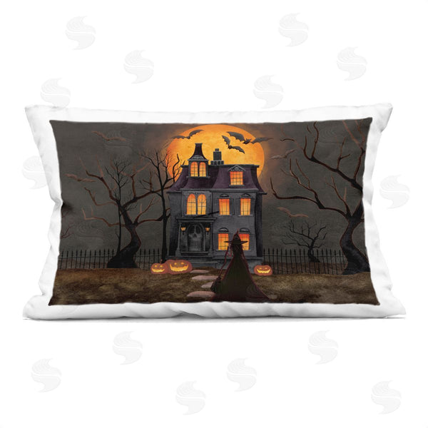 stupell industries Nicole Tamarin | Bats Over Haunted Mansion Printed Throw Pillow