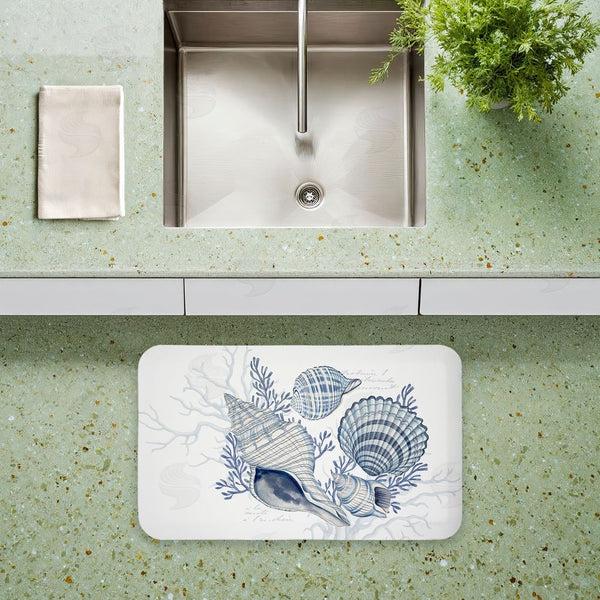 Stupell Industries Nicole Tamarin | Coastal Chinoiserie Shells Anti-Fatigue Mat