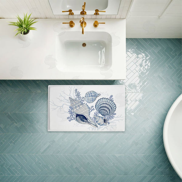 Stupell Industries Nicole Tamarin | Coastal Chinoiserie Shells Plush Bath Mat
