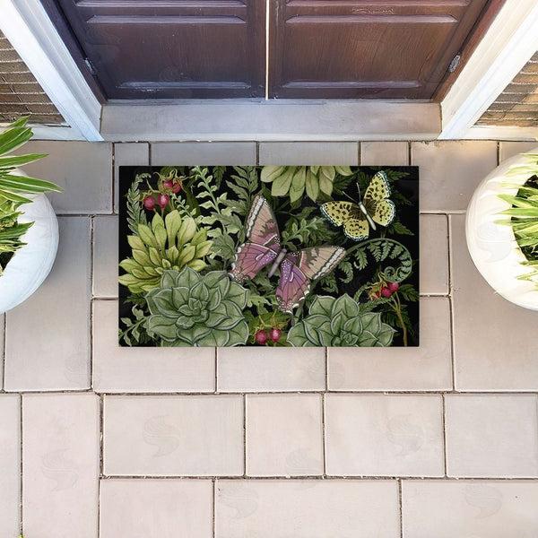 Stupell Industries Nicole Tamarin | Dark Succulents Midnight Garden Non-Woven Door Mat