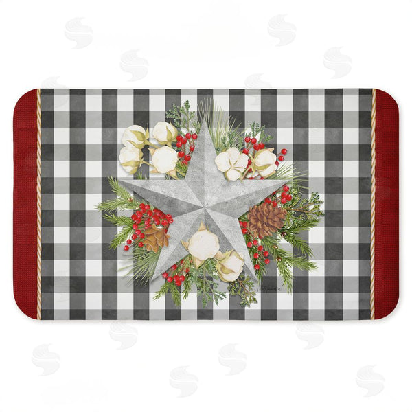 stupell industries Nicole Tamarin | Gingham & Floral Star Shape Anti-Fatigue Mat