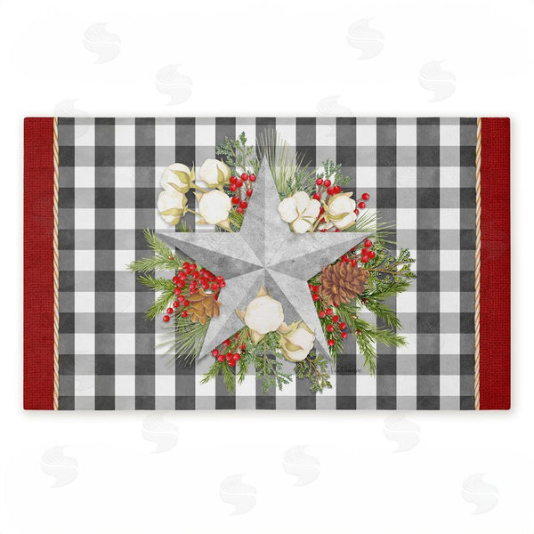 stupell industries Nicole Tamarin | Gingham & Floral Star Shape Non-Woven Door Mat