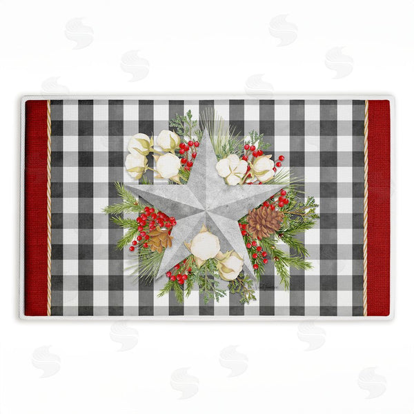 stupell industries Nicole Tamarin | Gingham & Floral Star Shape Plush Bath Mat