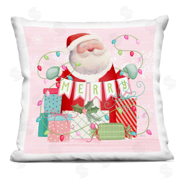 stupell industries Nicole Tamarin | Merry Pinkmas Santa Printed Throw Pillow