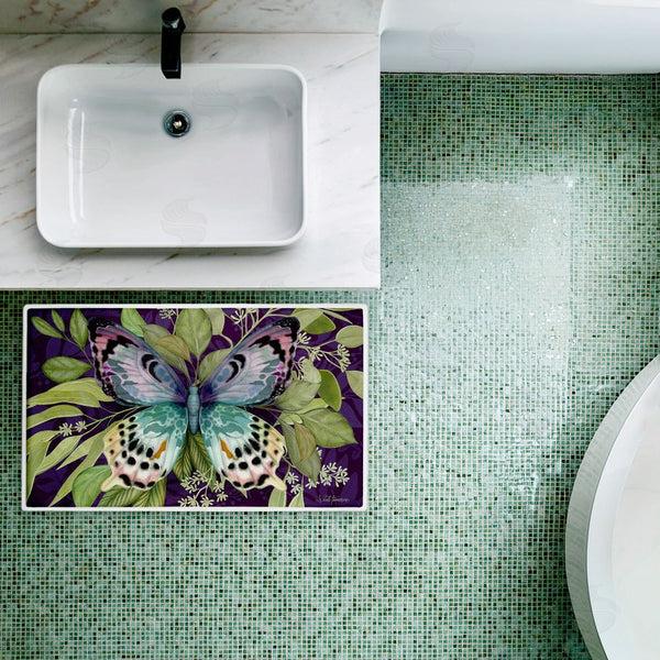 Stupell Industries Nicole Tamarin | Midnight Butterfly Garden Plush Bath Mat