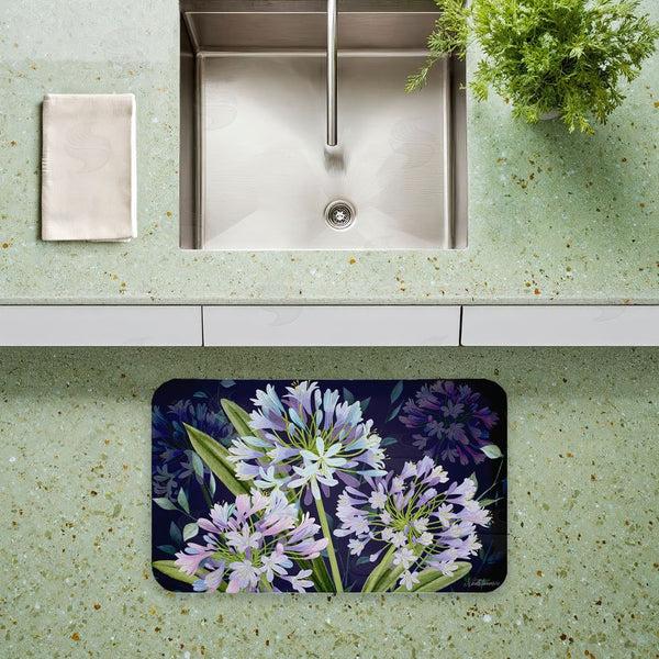 Stupell Industries Nicole Tamarin | Midnight Garden Flowers Anti-Fatigue Mat