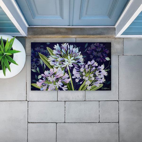 Stupell Industries Nicole Tamarin | Midnight Garden Flowers Non-Woven Door Mat