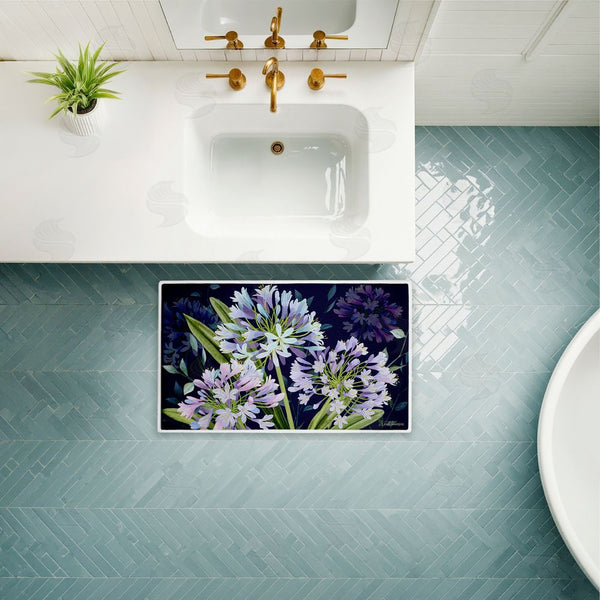 Stupell Industries Nicole Tamarin | Midnight Garden Flowers Plush Bath Mat
