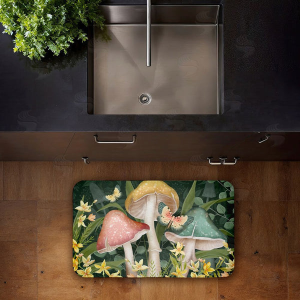 Stupell Industries Nicole Tamarin | Midnight Garden Mushrooms Anti-Fatigue Mat