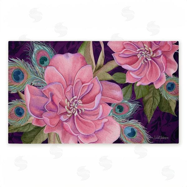 stupell industries Nicole Tamarin | Midnight Garden Peacock Feathers Non-Woven Door Mat