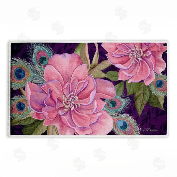 stupell industries Nicole Tamarin | Midnight Garden Peacock Feathers Plush Bath Mat