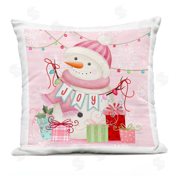 Stupell Industries Nicole Tamarin | Pink Snowman Joy Printed Throw Pillow
