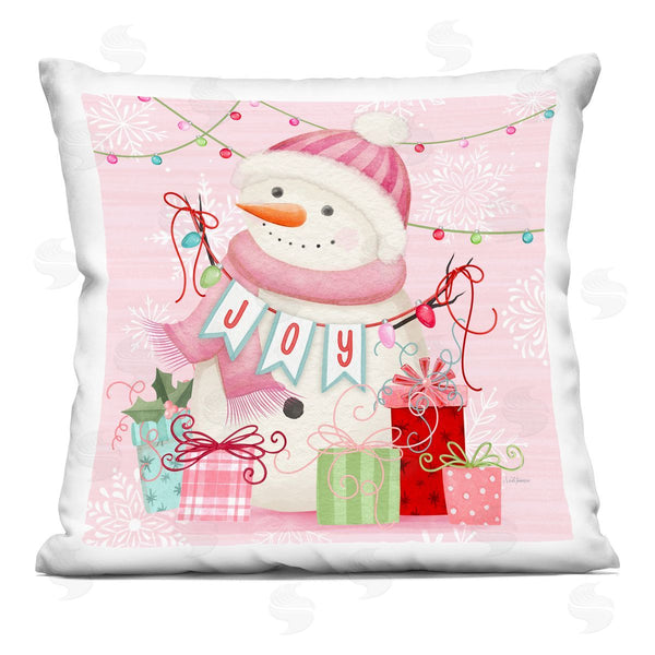 stupell industries Nicole Tamarin | Pink Snowman Joy Printed Throw Pillow