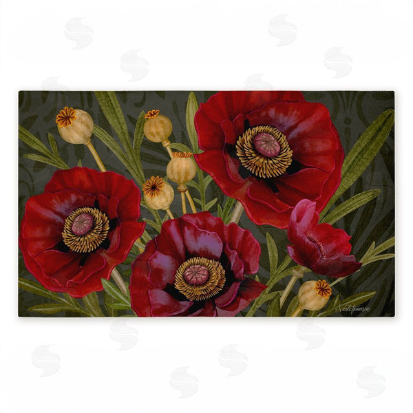 stupell industries Nicole Tamarin | Red Poppy Midnight Garden Non-Woven Door Mat