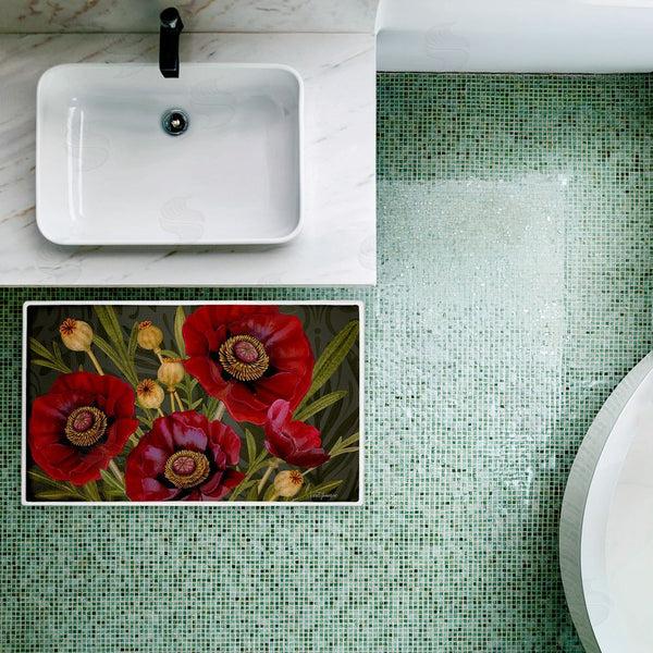 Stupell Industries Nicole Tamarin | Red Poppy Midnight Garden Plush Bath Mat