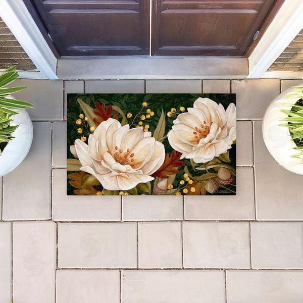 Stupell Industries Nicole Tamarin | Vintage Midnight Garden Blooms Non-Woven Door Mat