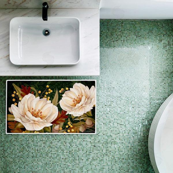 Stupell Industries Nicole Tamarin | Vintage Midnight Garden Blooms Plush Bath Mat