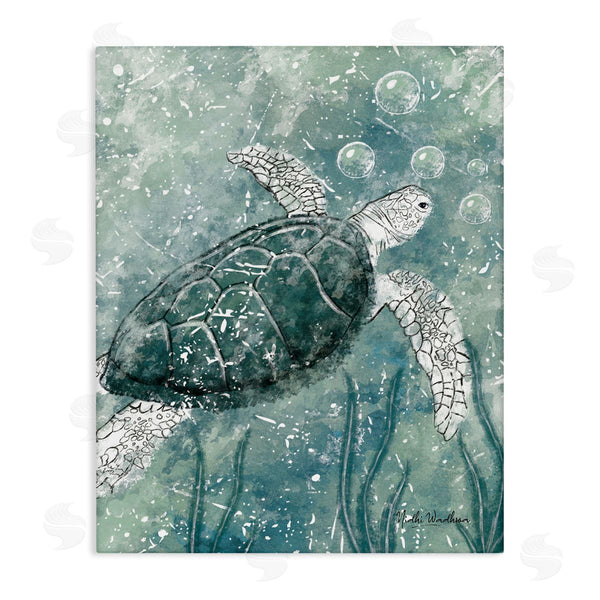 stupell industries Nidhi Wadhwa | Green Turtle & Bubbles Wall Art