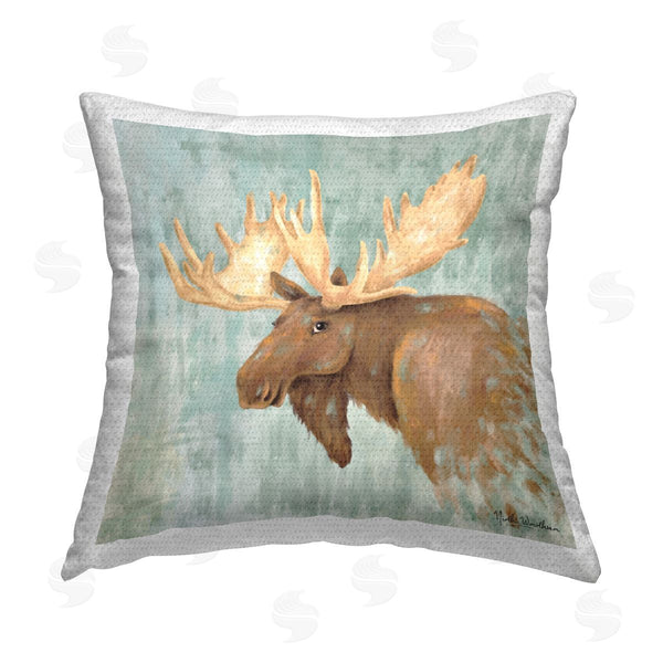 Stupell Industries Nidhi Wadhwa | Happy Moose Gazing Printed Throw Pillow