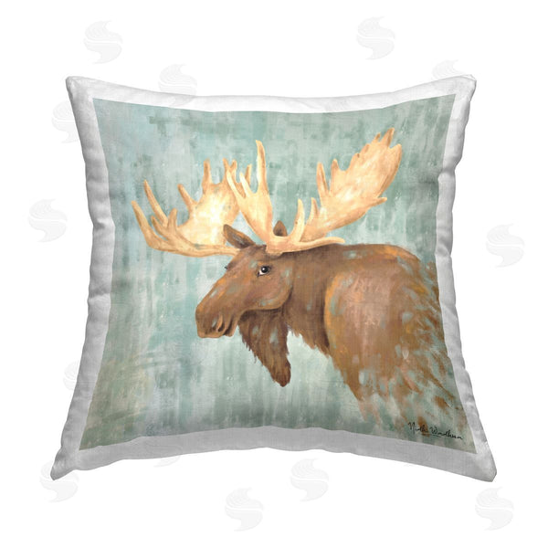 stupell industries Nidhi Wadhwa | Happy Moose Gazing Printed Throw Pillow