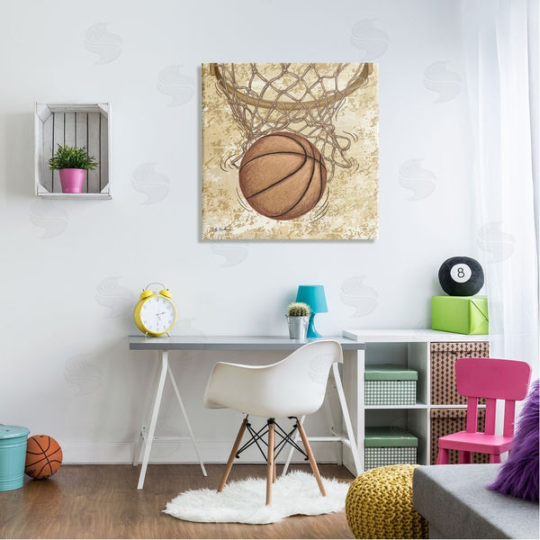 Stupell Industries Nidhi Wadhwa | Rustic Basketball In Hoop Wall Art