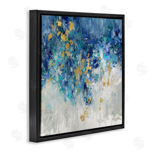 Stupell Industries Nikki Robbins | Abstract Blue Gold Paint Design Wall Art