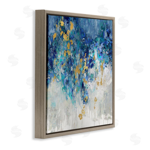 Stupell Industries Nikki Robbins | Abstract Blue Gold Paint Design Wall Art