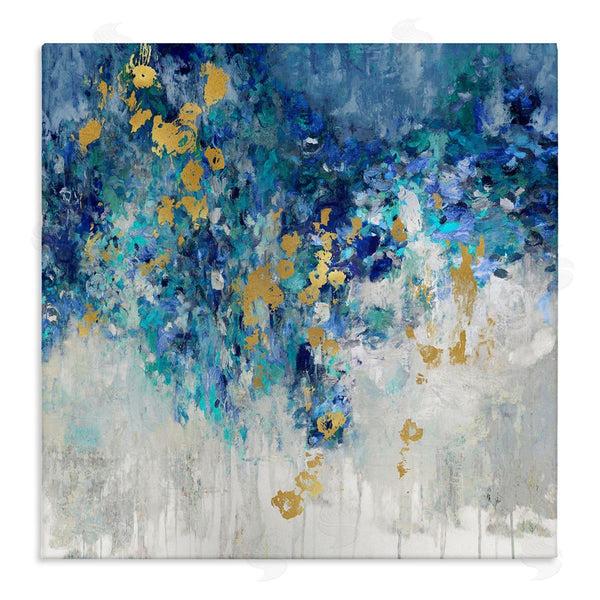 stupell industries Nikki Robbins | Abstract Blue Gold Paint Design Wall Art