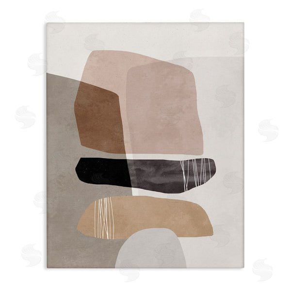 stupell industries Nina Blue | Abstract Aztec Rock Stone Stack Sculpture Layered Forms Wall Art