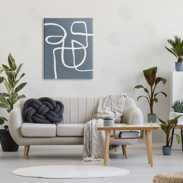 Stupell Industries Nina Blue | Abstract Cursive Line Sketch Distressed Background Wall Art