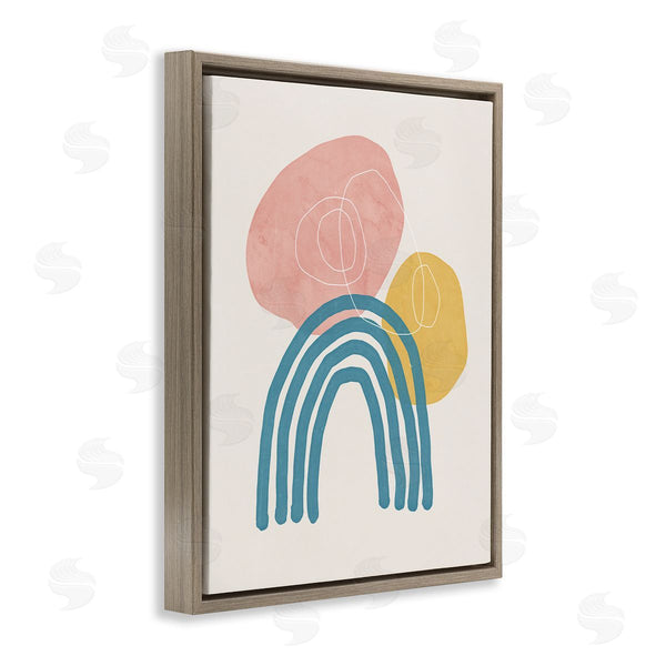 Stupell Industries Nina Blue | Abstract Over Rainbow Soft Contemporary Shapes Paint Doodle Wall Art
