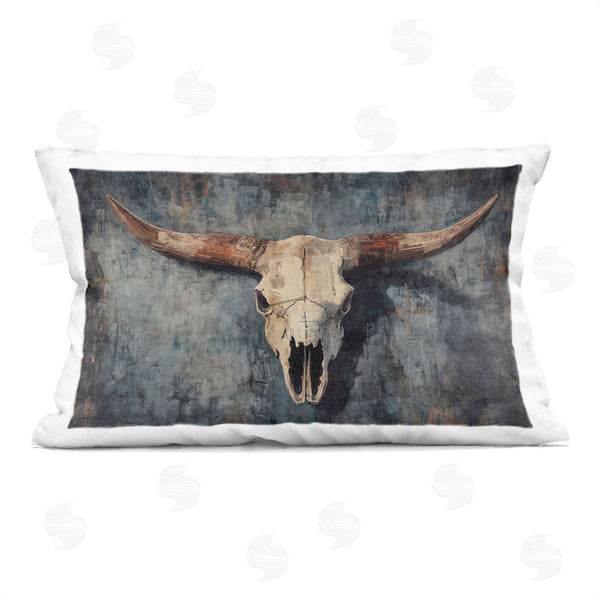 stupell industries Nina Blue | Antique Distressed Cow Skull Printed Throw Pillow