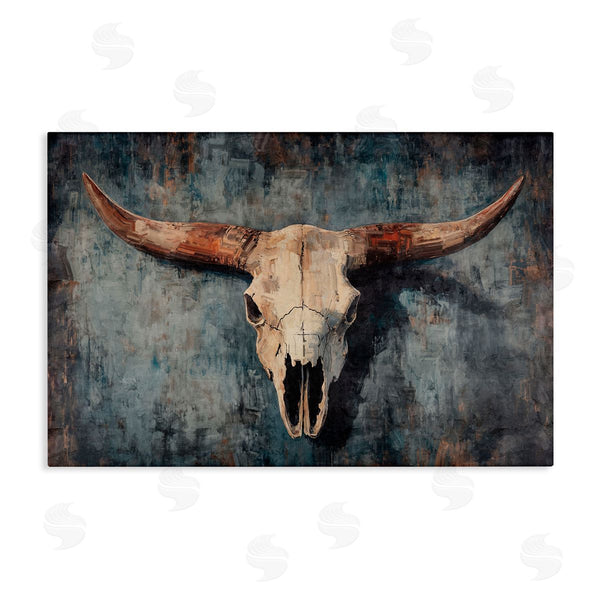 stupell industries Nina Blue | Antique Distressed Cow Skull