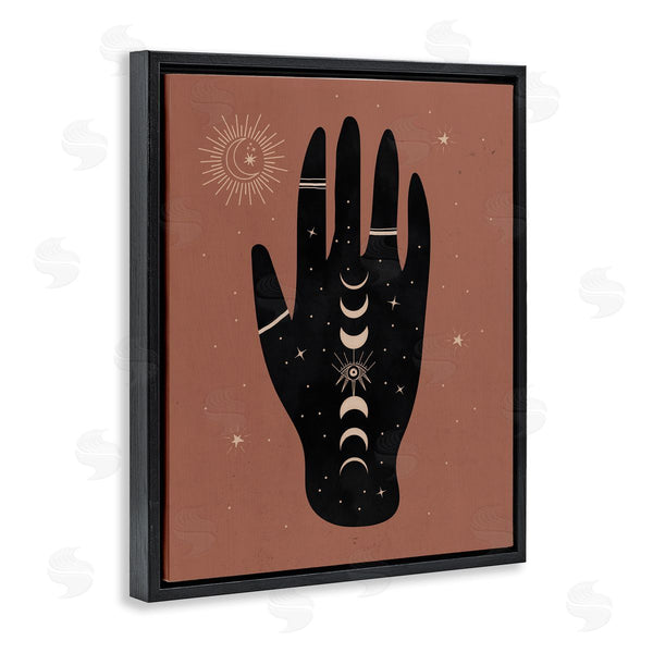 Stupell Industries Nina Blue | Astral Bohemian Chic Hand Lunar Phases Gold Tattoo Wall Art