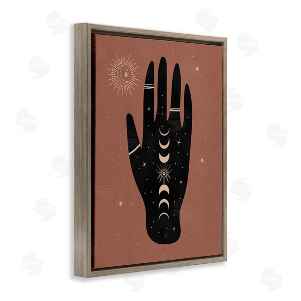 Stupell Industries Nina Blue | Astral Bohemian Chic Hand Lunar Phases Gold Tattoo Wall Art