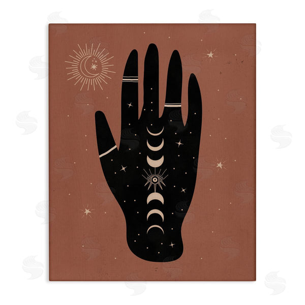 stupell industries Nina Blue | Astral Bohemian Chic Hand Lunar Phases Gold Tattoo Wall Art