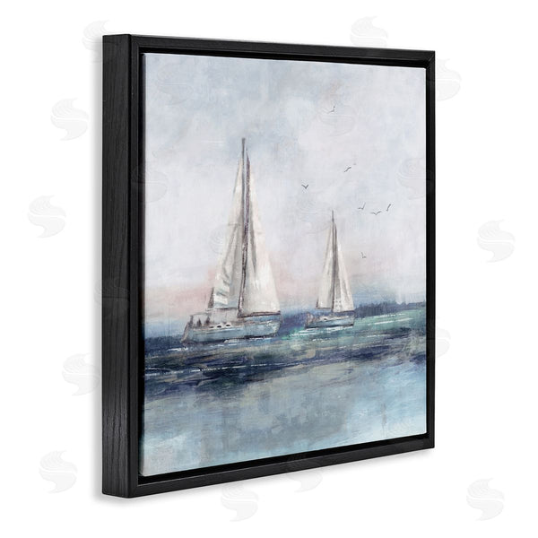 Stupell Industries Nina Blue | Birds Surrounding Sailboats Ocean Waves Wall Art