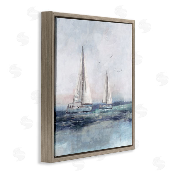 Stupell Industries Nina Blue | Birds Surrounding Sailboats Ocean Waves Wall Art
