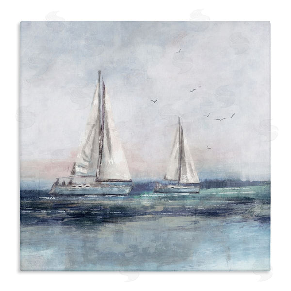 stupell industries Nina Blue | Birds Surrounding Sailboats Ocean Waves Wall Art