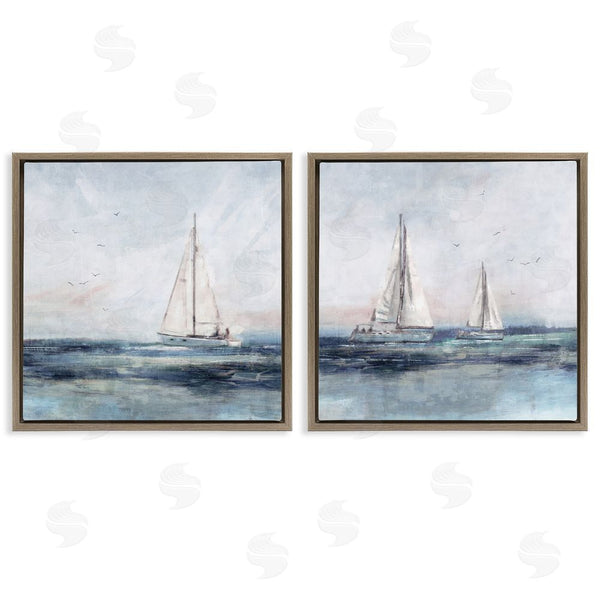 Stupell Industries Nina Blue | Blue Sailing Ocean Scene Wall Art