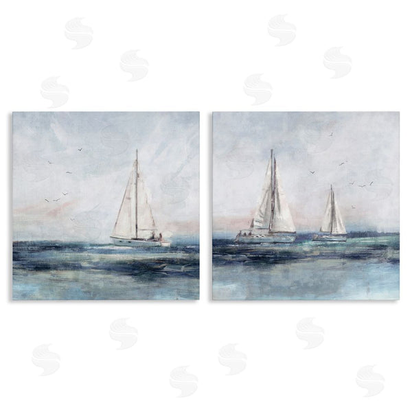 stupell industries Nina Blue | Blue Sailing Ocean Scene Wall Art