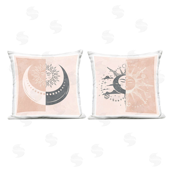 Stupell Industries Nina Blue | Boho Two Tone Moon Sun Printed Throw Pillow Set