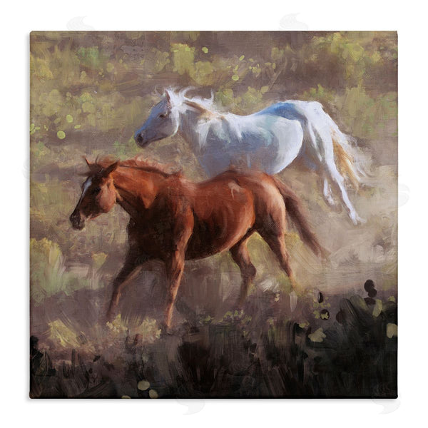 stupell industries Nina Blue | Brown and White Wild Horses